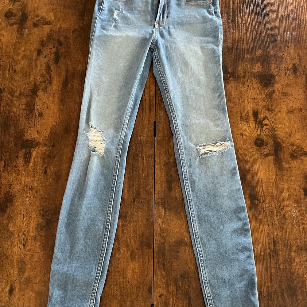 Hollister Blue Skinny Distressed Jeans